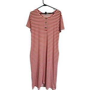 Red and White Striped Midi Dress Poly/spandex Summer Beach Postpartum/Maternity